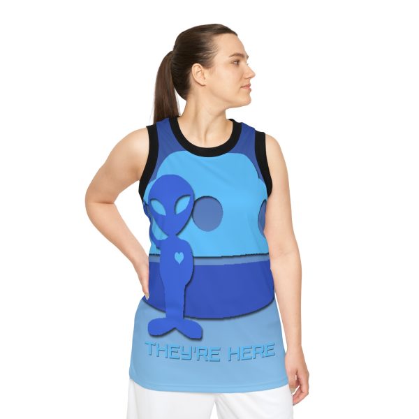 Unisex Basketball Jersey (AOP) - They're Here - Gradient Blue BG - Image 3