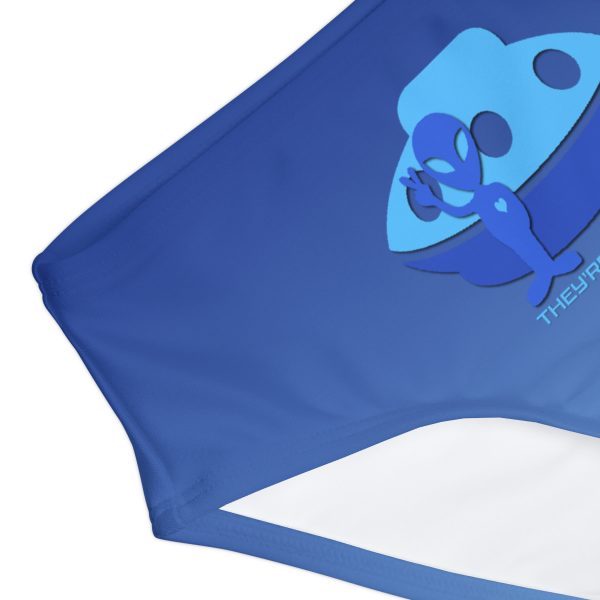 Girls' Hipster Swimsuit Bottom (AOP) - They're Here - Gradient Blue BG - Image 3