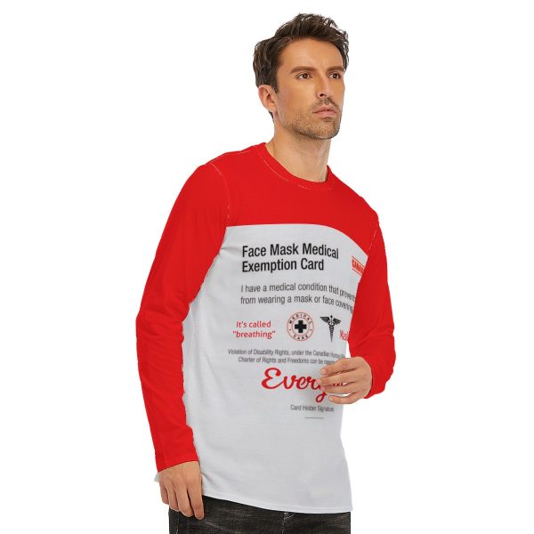 All-Over Print Long Sleeve T-Shirt | 190GSM Cotton - Mask Exemption Card Canada - Image 2