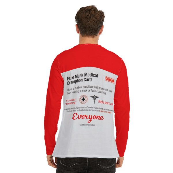 All-Over Print Long Sleeve T-Shirt | 190GSM Cotton - Mask Exemption Card Canada - Image 4