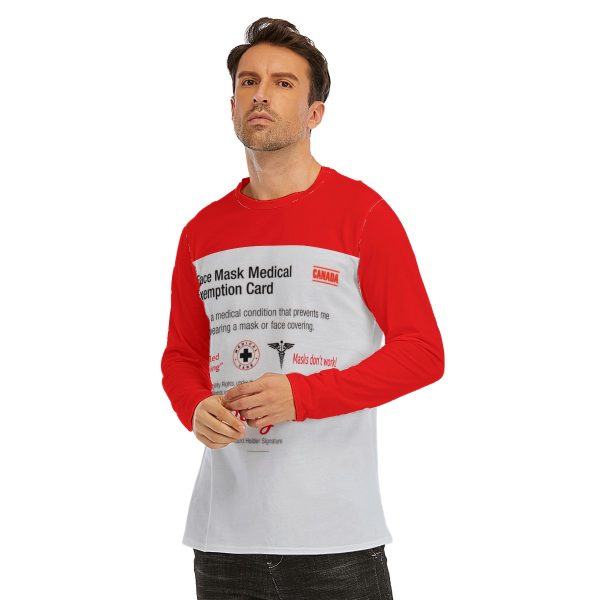 All-Over Print Long Sleeve T-Shirt | 190GSM Cotton - Mask Exemption Card Canada - Image 3