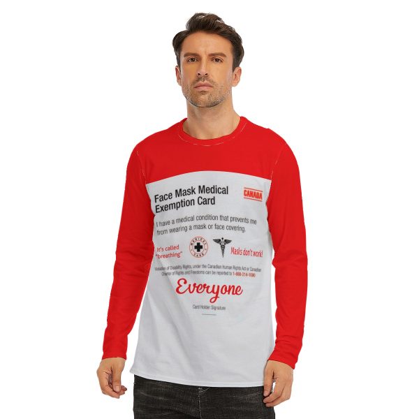 All-Over Print Long Sleeve T-Shirt | 190GSM Cotton - Mask Exemption Card Canada