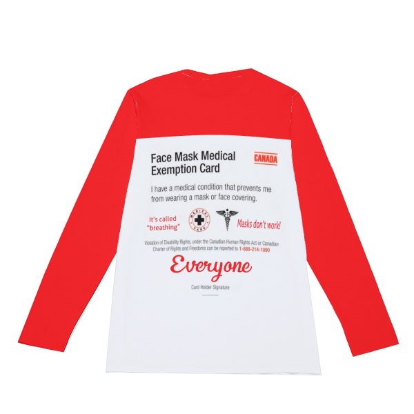 All-Over Print Long Sleeve T-Shirt | 190GSM Cotton - Mask Exemption Card Canada - Image 6