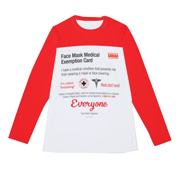 All-Over Print Long Sleeve T-Shirt | 190GSM Cotton - Mask Exemption Card Canada - Image 5