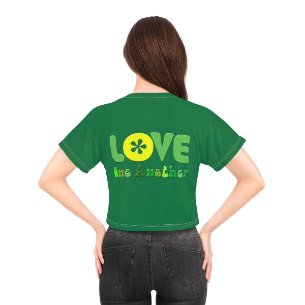 Crop Tee (AOP) - Love One Another - Green - Image 12