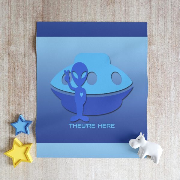 Throw Blanket - They're Here - Gradient Blue BG - Image 4
