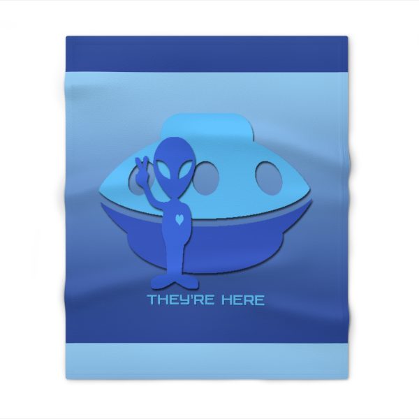 Throw Blanket - They're Here - Gradient Blue BG