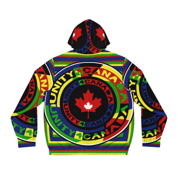 Men's Full-Zip Hoodie (AOP) - Unity4Canada - Multi Coloured - Geometric BG - Image 9