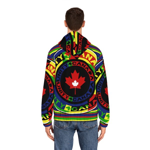 Men's Full-Zip Hoodie (AOP) - Unity4Canada - Multi Coloured - Geometric BG - Image 10