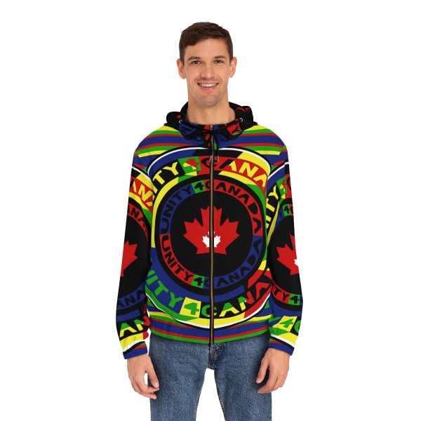 Men's Full-Zip Hoodie (AOP) - Unity4Canada - Multi Coloured - Geometric BG - Image 25