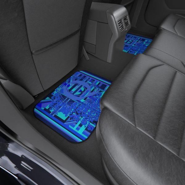 Car Mats (Set of 4) - Q Splash Geometric Multi Blue BG - Image 9